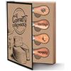 WDMT Set regalo per formaggi - Piatto rotondo in bambù + 4 coltelli da formaggio (acciaio inox e manico in legno) - Scatola regalo di lusso (a forma di libro) - Per piatto formaggio aperitivo e serata