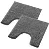 WohnDirect Set di tappetini da bagno 2 pezzi - Grigio 45 x 45 cm CON ritaglio per WC - antiscivolo e lavabile - Tappetino da bagno, tappeto da bagno, tappetino per WC