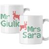 Colorfamily Coppia di tazze Natale Tazza Natalizia PERSONALIZZABILE con nome Mr e Mrs Fantasia natalizia Merry Christmas Mug 11 Oz Idea Regalo