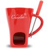 Sxhlseller Coppa di Fusione Al Cioccolato, Lavastoviglie in Ceramica a Candele di Cioccolato Al con Forchetta per Formaggio (rosso)