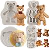 Sijiangmold Set di 4 stampi in silicone a forma di orso, caramelle, cioccolato, per decorare torte, pasta di gomma, pasta di gomma