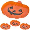 Cepewa Set di 4 piatti decorativi Pumpkin, in plastica, arancione, nero, 30 x 2,5 x 27 cm, decorazione da tavolo di zucca