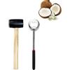 Gsycle Set di strumenti per aprire il cocco, coltello per perforare il guscio di cocco, in acciaio inossidabile, per risparmiare manodopera, con martello in gomma per cocco giovane apriscatole per noci