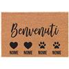 Social crazy Tappeto zerbino personalizzato - Personalizzato Famiglia e Animali - cocco naturale ideale per ingressi (Cocco Naturale, 60x40 cm)