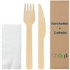 ecodrinks 100 Set Posate Monouso Imbustate Singolarmente - Forchette e Coltelli in Legno di Betulla - Biodegradabili e Compostabili - Per Feste, Eventi, Catering, Ristorazione, Uso Domestico