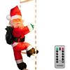 MONZANA® Babbo Natale con LED sulla Scala XL 90cm Timer 8 Modalità Luminose per Interni ed Esterni Decorazioni Natalizie