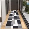 BORKOY Tappeto Morbido 2 metri Antiscivolo Lavabile, Nero, Bianco e Grigio, Tappeto Cucina Pelo Corto, Runner, Superficie Resistente, per Soggiorno, Camera da Letto, Ingresso, Bagno,40x200cm