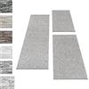 Carpettex Set di tappeti a pelo corto per il letto della camera da letto altezza del pelo 4mm 3 pezzi, colore:Grigio chiaro, set letto:2 pezzi 80x150 + 1 pz 80x250