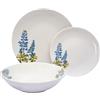 CER-POR Set piatti LAVENDER | 18 pezzi floreali in porcellana per tavole romantiche. 18 Pezzi. Per 6 Persone