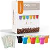 marketcaffe 1000 palettine legno + 1000 Bicchierini Plastica per caffè e liquori 80cc vari colori Bar macchina caffè (Multicolor) made in Italy Aristea