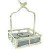 MACOSA HOME Bellissimo antiker tovaglioli di supporto in Bianco Crema. Con un uccello. Nostalgia. Effetto Usato. Vintage. Stile Shabby Chic. metallo. Con Peso a leva. 17 X 17 cm.