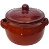 Virsus Pentola Bombata in Coccio con Coperchio, Diametro 20 cm e Altezza 16 cm, Casseruola Artigianale in Terracotta con maniglie, Cottura Lenta per Carne, Verdure, Ministre, Zuppe, Made in Italy