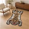 YuuFaa Tappeto trapuntato con tigre tibetana per soggiorno, morbido tappeto divertente per camera da letto, lavabile, con retro in TPR antiscivolo, decorazione per la casa, 1,5 x 0,9 m (giallo)