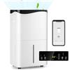 RELAX4LIFE 4 in 1 Deumidificatore Casa 50L/24H per 60㎡, Deumidificatore Portatile con 4 Modalità e 2 Velocità, Pannello Touch e Controllo WiFi, Serbatoio Rimovibile 5 L, 24H Timer, Bianco