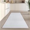 Carpetsale24 Tappeto Runner Bianco 80x250 cm Tappeto a Pelo Corto Lavabile, Antiscivolo e Morbido, Design Monocromatico Moderno per Camera da Letto, Cucina e Corridoio
