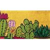Baroni Home Zerbino Ingresso Casa in Cocco Dipinto a Mano 70x40 cm, Tappeto da Esterno con Fondo Antiscivolo, Zerbino Facile da Pulire e Super Resistente, Cactus con Vaso Fondo Giallo