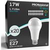 Eurocali Lampadine LED E27 17W A65 1710 lumen - Luce Bianco Freddo 6500K - Dimensioni: Ø65x134mm - Pacco da 20