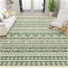 PAJEON Tappeto Salotto Moderno a Strisce Di Salvia Damascata Tribale Boho Verde, 140 x 200 cm Tappeti Antiscivolo, Tappetone Antimacchia - per Decor del Pavimento del Soggiorno