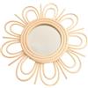 Fauhapyway Specchio da parete in rattan intrecciato a mano, rotondo, in vetro bohémien, decorativo, per soggiorno e camera da letto, 28 cm, colore beige