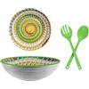 ARCA, Insalatiera Apulia Riccio in Melamina con Posate, Ciotola per Antipasti, Insalate, Poké, Lavabile in Lavastoviglie, 28x9 cm, Verde