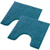 WohnDirect Set di 2 tappetini da bagno, 45 x 45 cm, colore blu petrolio, con taglio WC, antiscivolo e lavabile