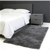 WUXXIANG Tappeto Salotto 240 x 100 cm Lavabile Morbido Fluffy Elegante Antiscivolo Facile da Pulire Monocolore Morbido Tappeto per Soggiorno, Camera da Letto, Cucina, Ingresso, Grigio
