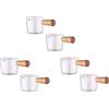 Fegtrty 6PCS Cremiera in vetro trasparente con manico in legno, mini brocca per latte e caffè, 50 ml