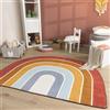 TT Home Tappeto Stanza Bambini Lavabile Arcobaleno Sole Moderno, Colore:Rosso Blu Giallo, Dimensione:120x160 cm forma di arcobaleno