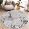 TAPISO Sky Tappeto Salotto Moderno Rotondo Pelo Corto Design Astratto Vintage Look Usato Sfumato Tonalità Fumé Grigio Beige Oeko-Tex Sala Soggiorno Camera 160 x 160 cm