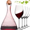 IMPERIAL glass Decanter per vino con 4 bicchieri da vino rosso in vetro Crystalline, caraffa con chiusura a sfera in legno, 1700 ml, 300 ml