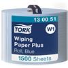 Tork 130051 Carta Plus per asciugatura QuickDry Premium, compatibile con il sistema W1 (da terra o da parete), 2 veli, 1 conf. x 1 rotolo (1 x 510 m), colore blu