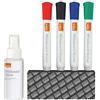 Nobo, Set 6 pezzi accessori per lavagne bianche, Kit per pulizia e cura della lavagna, Confezione da 4 pennarelli cancellabili a secco, Cancellino, Spray pulizia da 50ml, Colori assortiti, 1903798