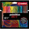 Stabilo pointMax - Fineliner Premium - ARTY - Astuccio da 18 - Colori assortiti