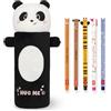 Legami Astuccio super morbido penne gel cancellabili | Set di 5 graziose penne a forma di animale con inchiostro termosensibile + astuccio in peluche (Panda)