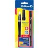 Pelikan 922492 Pelikano P480 - Penna stilografica con cancellino e 6 cartucce, colore: Nero