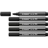 STABILO Set di 5 pennarelli a penna 68 Max, punta smussata, 1-5 mm, colore: Nero