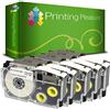 Printing Pleasure 5x Compatibile XR-12WE Nero su Bianco (12mm x 8m) Cassetta Nastro per Casio KL-60 70E 100 100E 120 200 200E 300 750 780 820 2000 7000 7200 7400 8100 8200 P1000 C500 L300
