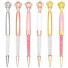 Gullor - 6 penne a sfera con inchiostro gel, in metallo, con strass e corona, multicolore A