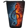 LOUJIN Astuccio telescopico per matite e penne con chiave di violino in fiamma di fuoco e acqua su astuccio nero fantastico astuccio per matite astuccio per cosmetici