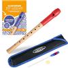 Classic Cantabile Pivella Flauto Dolce C-Soprano Set - Acero con Testa in Plastica - Digitazione Barocca - Incl. Metodo, Custodia, Tabella Dita, Bastoncino Pulizia e Grasso per Sughero - Rosso