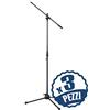 MusicalStore2005 SMICS-60-BK Asta per Microfono a Giraffa con Base Treppiedi - Regolabile - Colore Nero (Set di 3 Aste Microfoniche)