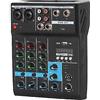 YIWENG Mixer USB,Console di missaggio professionale a 4 canali Mixer mini USB con scheda audio Console effetti Sintonizzazione computer Mixer scheda audio con connessione BT Guadagno riverbero Regolaz