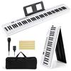 RELAX4LIFE Pianoforte Digitale Pieghevole a 88 Tasti, con MIDI Wireless, Altoparlanti Doppii, 1000 Timbri, 1000 Ritmi, Tastiera Portatile per Principianti, Bambini, Adulti (BIANCO)