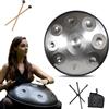 LXHGVKHJ Strumento Handpan - 432Hz/440Hz 9/10/ 12 Note - Steel Tongue Drum da 55cm - Hand Pan Drum con Supporto per Battenti per la Guarigione del Suono (Size : 432Hz, Color : SILVER_9 NOTES)