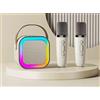 Italia Magazzini Cassa Karaoke Bluetooth Portatile con LED + Microfono Wireless | 1 o 2 Microfoni Senza Fili | Speaker Ricaricabile per Feste, Eventi, Serate Karaoke | USB, AUX, TF, Bluetooth (Beige Con 2 Microfoni)