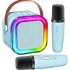 Generic Karaoke Bluetooth con Microfono, Speaker Portatile con Luci LED Colorate, Tecnologia Bluetooth 5.3, Compatibile con Telefono iPad Computer PC, Azzurro
