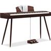 BAKAJI Tastiera Musicale Elettrica con 88 Tasti Semi-Pesati con Pedaliera a 3 Tasti, Pianoforte con 128 Toni e 30 Brani Demo, Strumenti Musicali con Uscite per Cuffie, Connessione USB e MID (Mogano)