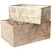 HOME DECO FACTORY - Cestino in metallo traforato Striscia dorata X2 Cesto portaoggetti decorativo Cestino coprivaso per soggiorno o ufficio - Taglia unica, Oro