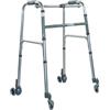 Ausilium Deambulatore Pieghevole a 4 Ruote in Alluminio, Ruote Anteriori Piroettanti e Posteriori Gemellate con Freno, Manopole Ergonomiche Imbottite, 3,4 kg, Portata 120 kg, Altezza Regolabile