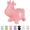 Hoppimals Space Hopper Mucca Gonfiabile per Bambini di età Pari o Superiore a 12 Mesi - Imballo con Confezione Regalo, Pompa Inclusa - Cavalcabile Bambino, Palla rimbalzante per Bambini - Rosa